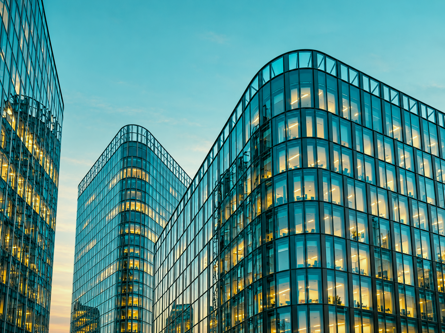 Modern glass office buildings in Vienna